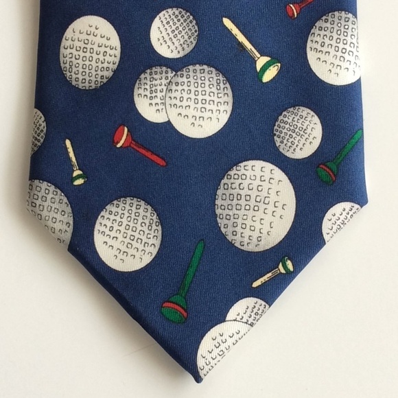 LEONARDO Vintage 100% Silk Tie Golf Balls ⚽️& Tees - Picture 1 of 8